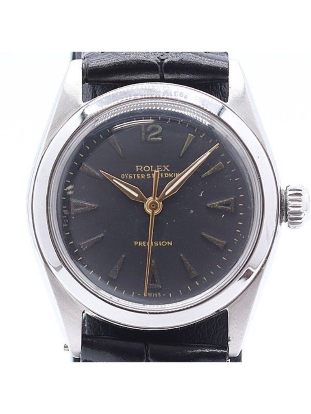 Rolex Oyster Speed King SS Manual Wind Black Dial Watch